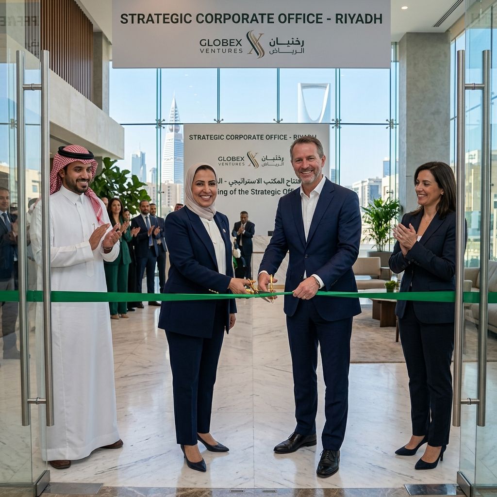 Professionals opening a new strategic corporate office in Riyadh.