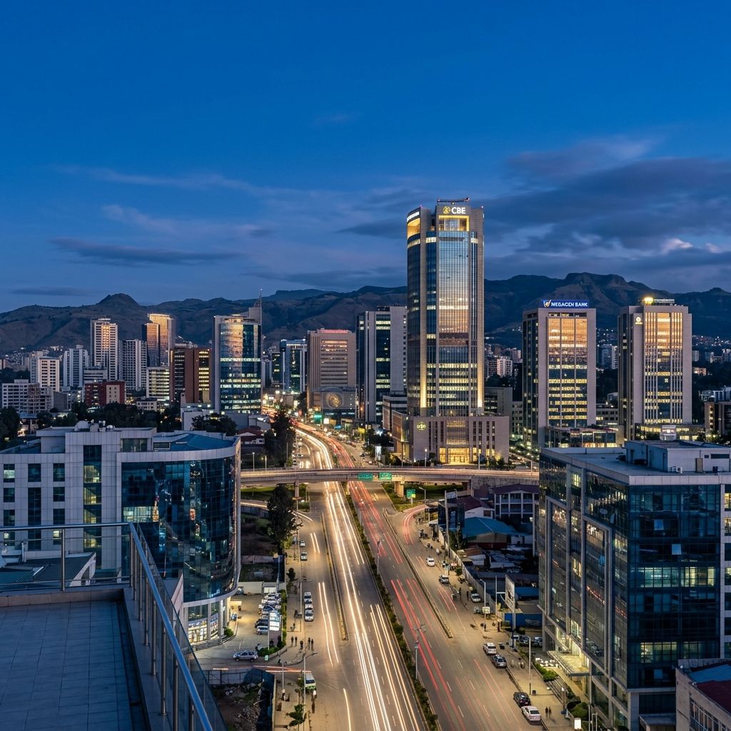 Addis Ababa's growing skyline, where Lux Actuaries provides strategic consulting in Ethiopia.
