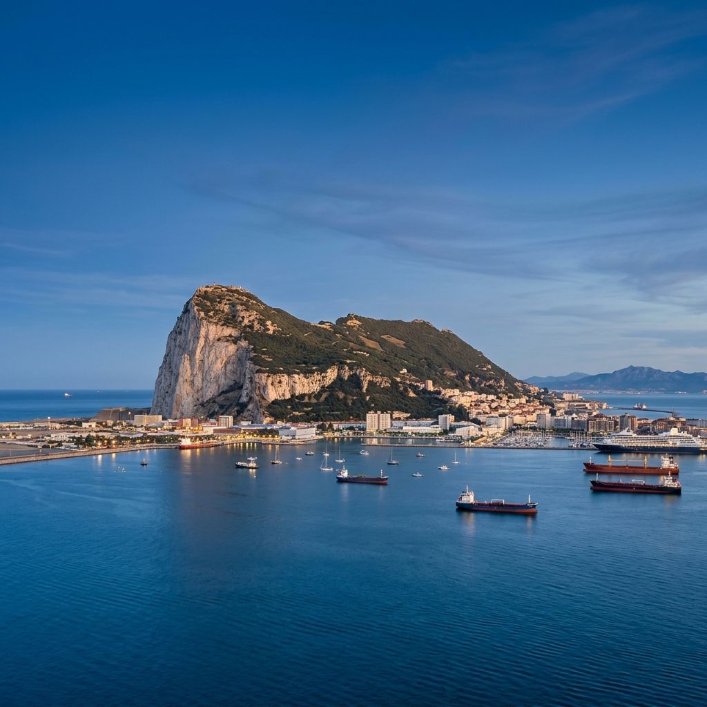 The Rock of Gibraltar, symbolizing strength and security in Lux Actuaries' risk management solutions.