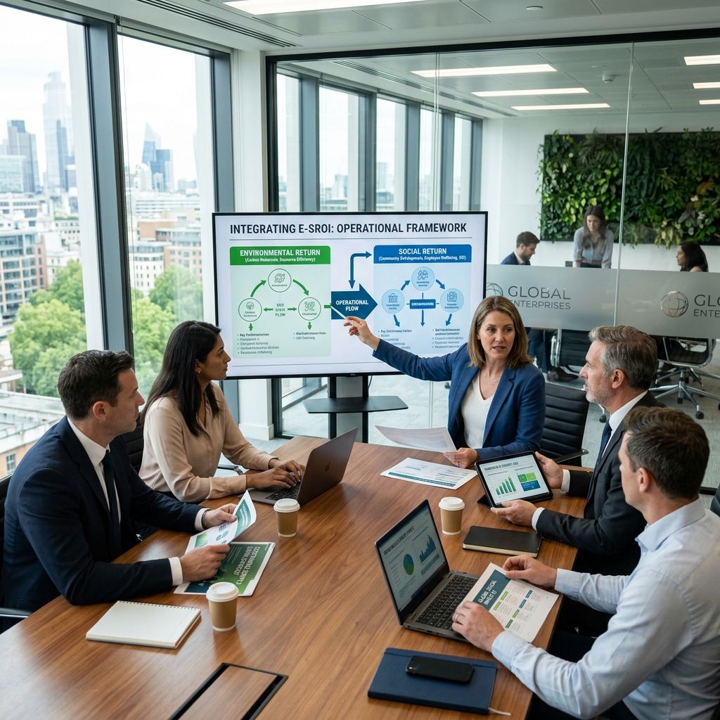 Executives integrating environmental and social return on investment into daily corporate operations.