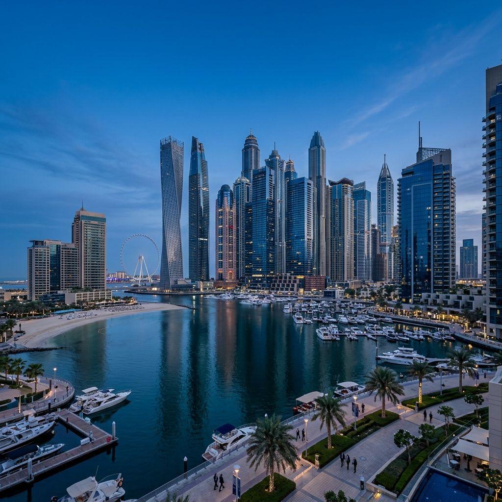 Modern skyline representing the United Arab Emirates business landscape where Lux Actuaries provides consulting.