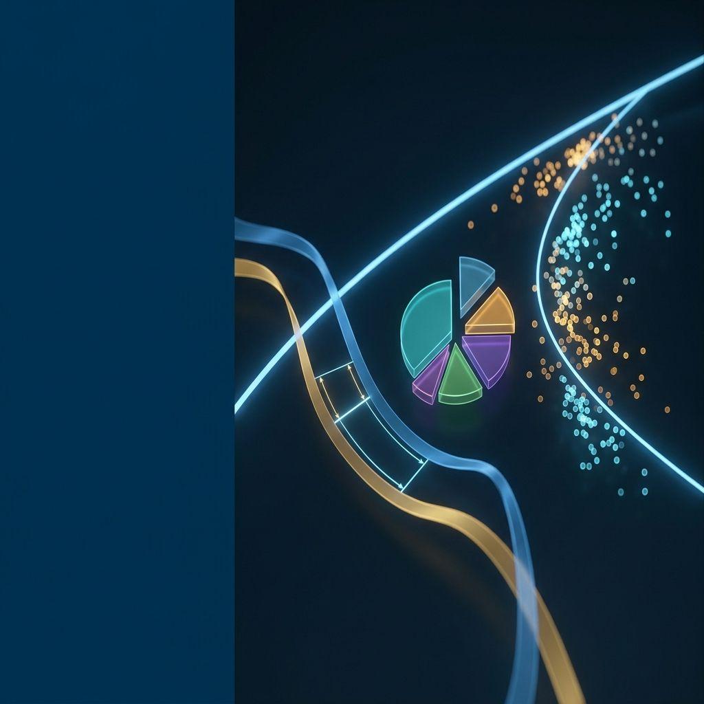 Abstract efficient frontier with multi-colour asset class allocation