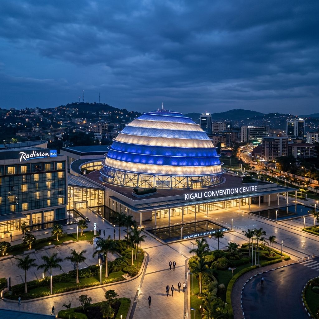 The Kigali Convention Centre, representing Lux Actuaries' modern approach in Rwanda.
