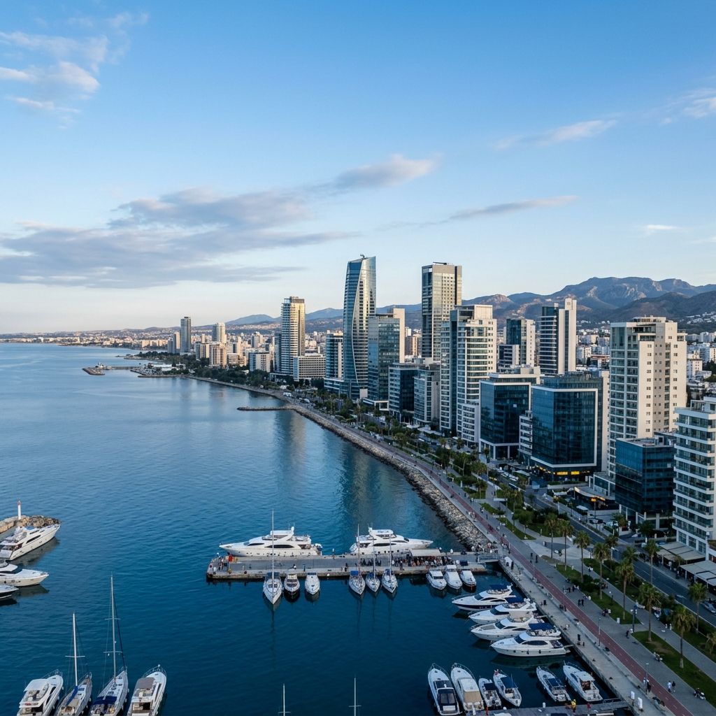 Limassol's modern coastline, a strategic base for Lux Actuaries in Cyprus and the Mediterranean.