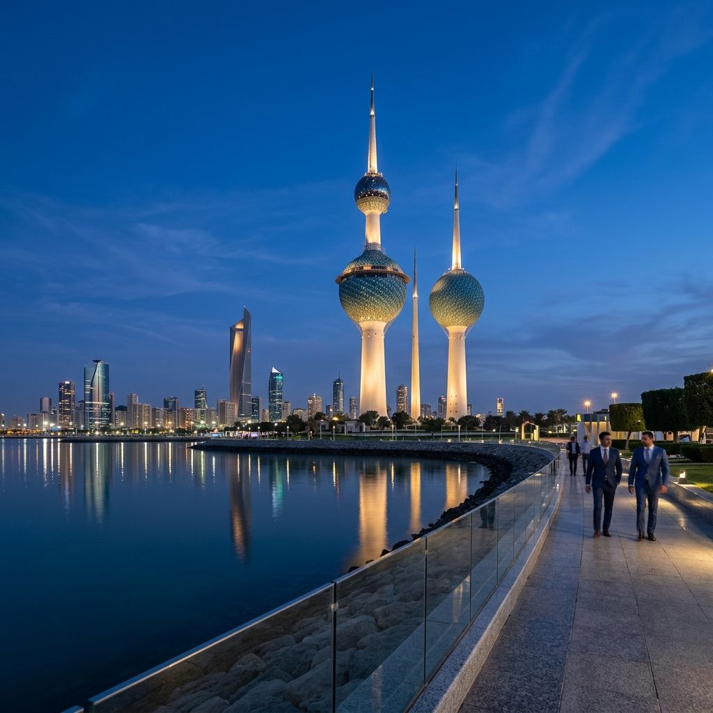 The iconic Kuwait Towers, symbolizing Lux Actuaries' deep expertise in the Kuwaiti market.