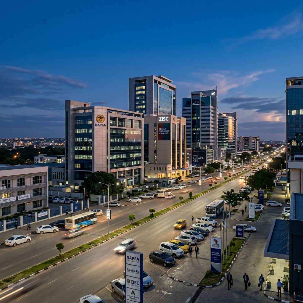 Lusaka's growing business district, where Lux Actuaries supports the Zambian insurance industry.