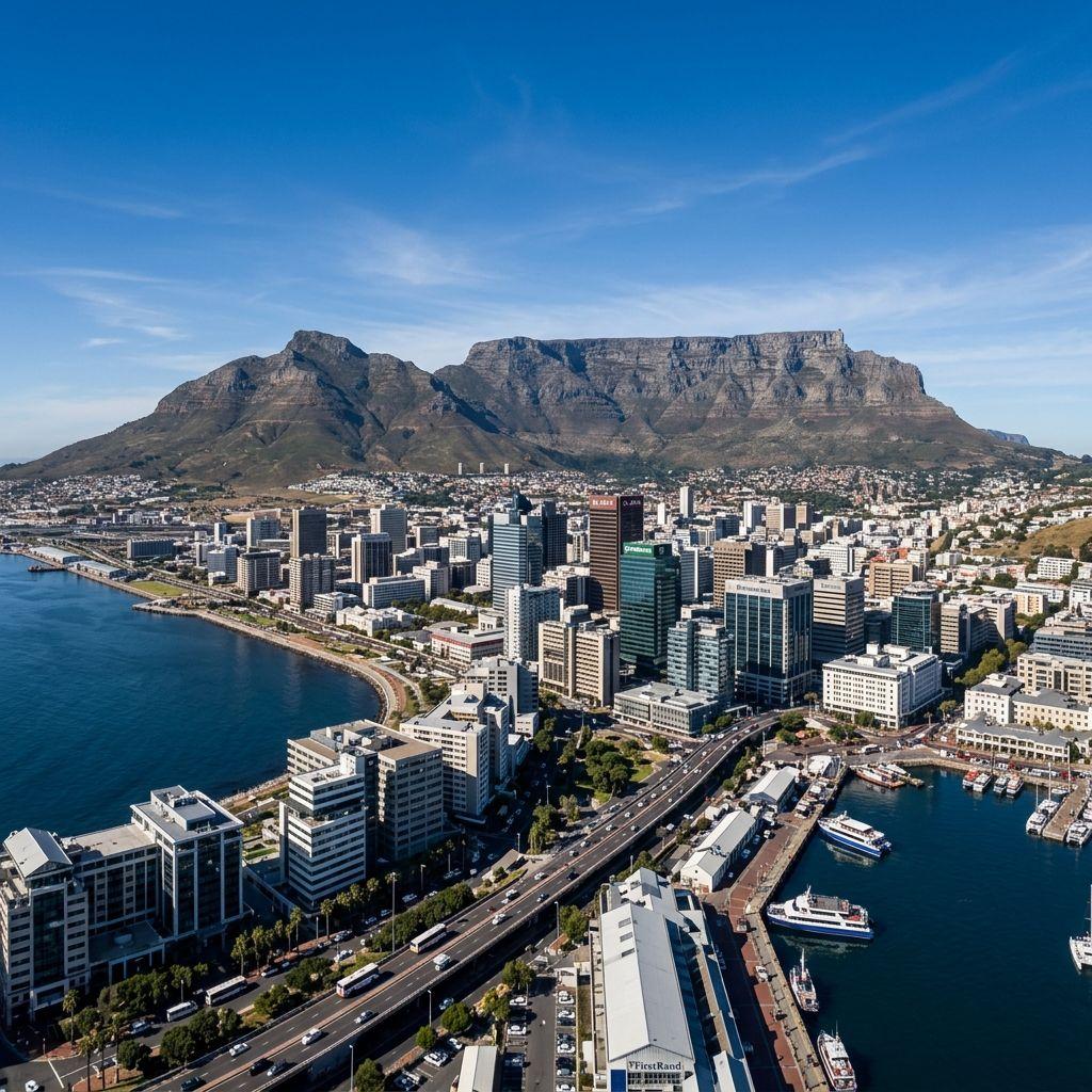 Table Mountain looming over Cape Town, South Africa, a mature actuarial market served by Lux.