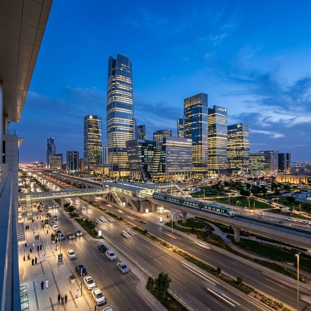 Modern skyline representing the Kingdom of Saudi Arabia, indicating Lux Actuaries' strong presence.