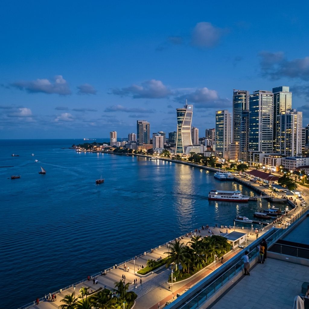 Dar es Salaam skyline, showcasing Lux Actuaries' footprint in Tanzania's financial sector.