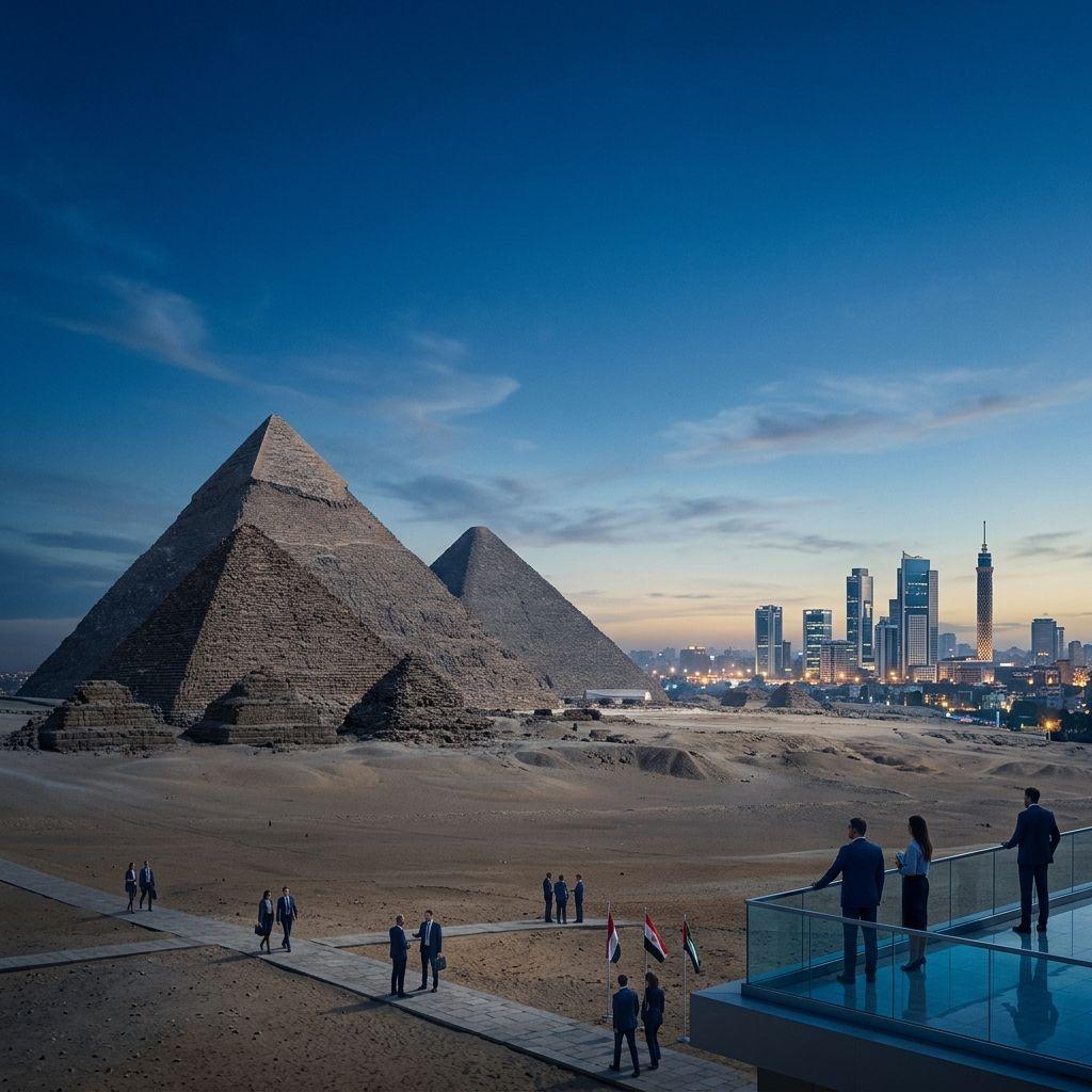 The Great Pyramids and Cairo skyline, where Lux Actuaries offers leading actuarial consulting.